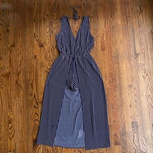 Women’s navy and white striped romper